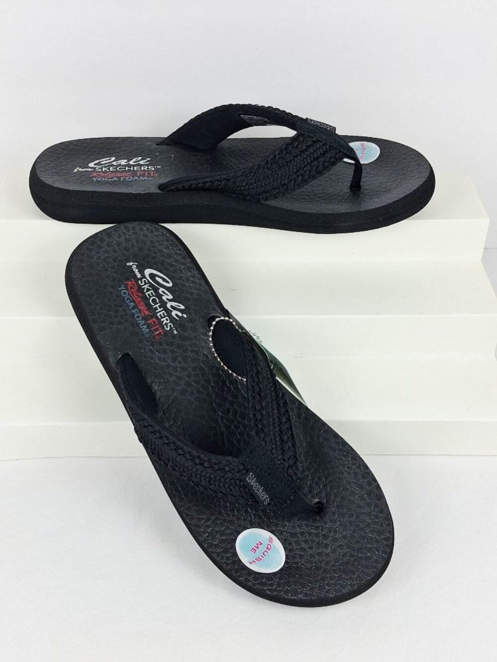 Skechers Cali Asana Hidden Valley Black Women's Thong Sandals - Size 10 NWOB